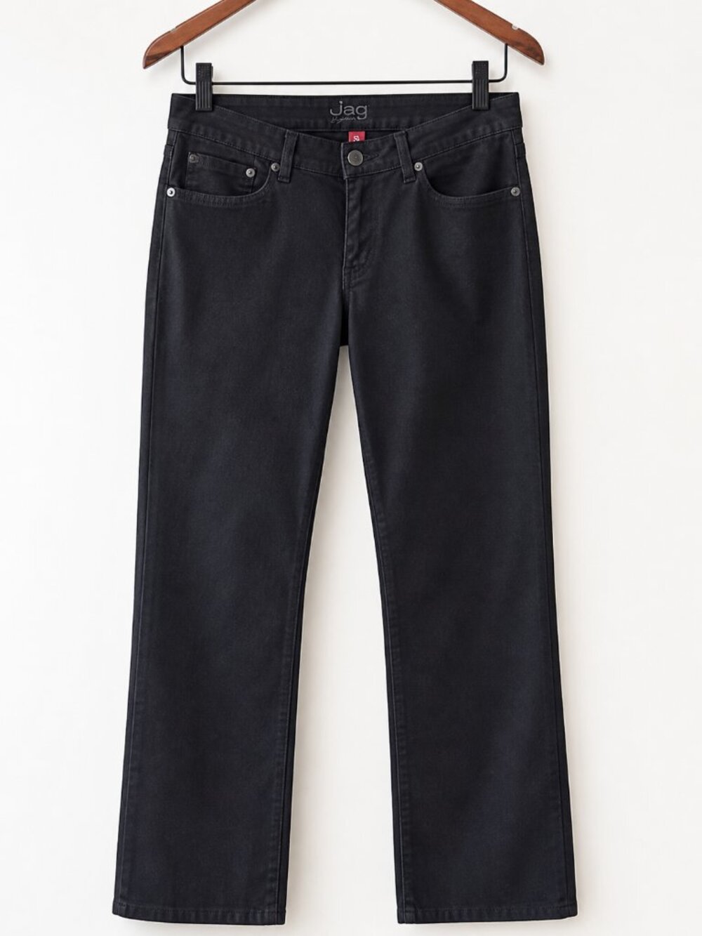 JAG Jeans Petite Black Straight Leg Pants Size 8P Stretch Cotton Sleek Minimal